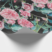 ピンクのバラの花の水の色絵を描のアートバラ ラッピングペーパー (角)