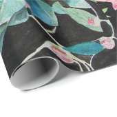 ピンクのバラの花の水の色絵を描のアートバラ ラッピングペーパー (ロールコーナー)