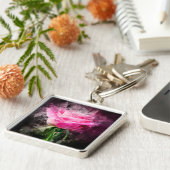 ピンクのバラの花の水色 – bb キーホルダー (側面)