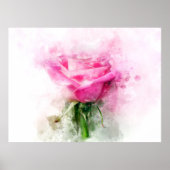ピンクのバラの花の水色 – wb ポスター (正面)