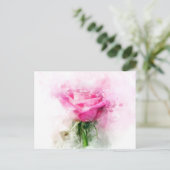 ピンクのバラの花の水色 – wb ポストカード (スタンド正面)