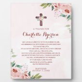 ピンクのバラの花の洗礼祈祷看板 フォトプラーク (正面)