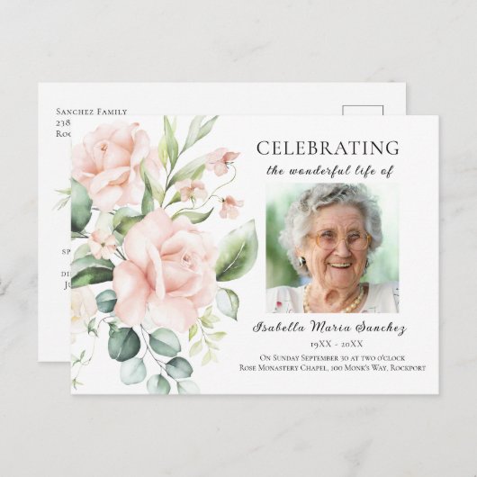 ピンクのバラの花の生命のお祝い写真 ポストカード (正面/裏面)