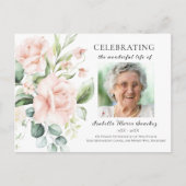 ピンクのバラの花の生命のお祝い写真 ポストカード (正面)