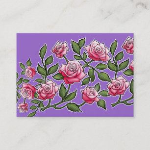ピンクのバラの花の紫色の背景 名刺