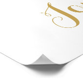 ピンクのバラの花の結婚式ウェルカムサイン 白 ポスター (角)