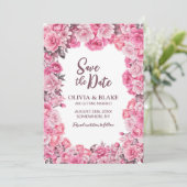 ピンクのバラの花の結婚式 セーブザデート (スタンド正面)