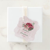 ピンクのバラの花の緑結婚の花 フェイバータグ (インサイチュ)