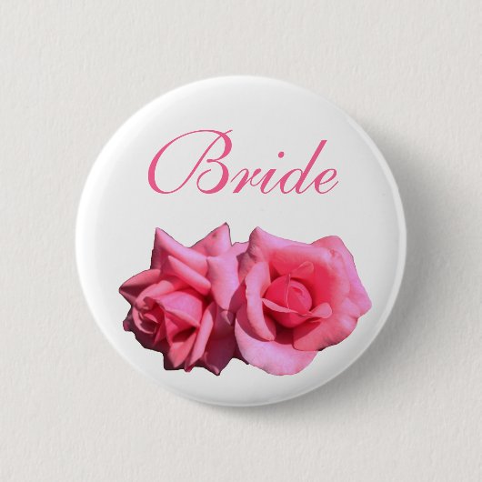 ピンクのバラの花の花嫁結婚または花婿 缶バッジ (正面)