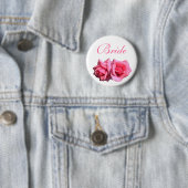 ピンクのバラの花の花嫁結婚または花婿 缶バッジ (インサイチュ)