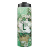 ピンクのバラの花の芸術のモノグラムが付いているゴッホのつぼ タンブラー (正面)