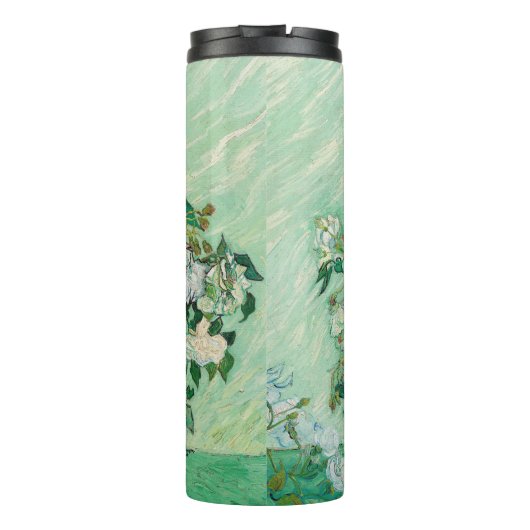 ピンクのバラの花の芸術のモノグラムが付いているゴッホのつぼ タンブラー (裏面)