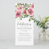 ピンクのバラの花の葬儀 デジタル招待状 招待状 (スタンド正面)