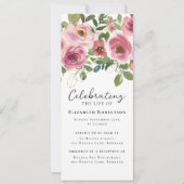 ピンクのバラの花の葬儀 デジタル招待状 招待状 (正面)