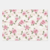ピンクのバラの花の誕生日 ラッピングペーパーシート (正面3)