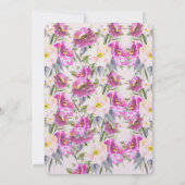 ピンクのバラの花の誕生日 招待状 (裏面)