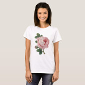 ピンクのバラの花の開花のヴィンテージの芸術 Tシャツ (正面フル)