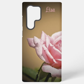 ピンクのバラの花のSamsungケース(名入れ可能) Samsung Galaxy S22 Ultraケース