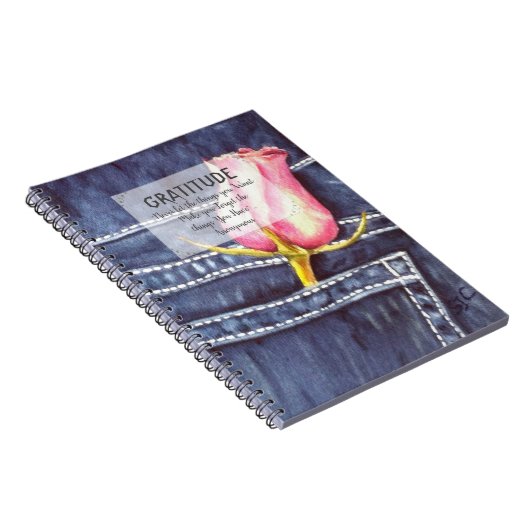 ピンクのバラの花への感謝 ノートブック (右側)