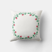 ピンクのバラの花を持つフローラの丸い枠 クッション (裏面)