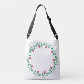 ピンクのバラの花を持つフローラの丸い枠 クロスボディバッグ (裏面)