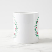 ピンクのバラの花を持つフローラの丸い枠 ジャンボコーヒーマグカップ (正面)