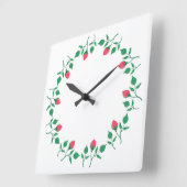 ピンクのバラの花を持つフローラの丸い枠 スクエア壁時計 (傾斜)