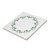 ピンクのバラの花を持つフローラの丸い枠 タイル (側面)