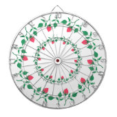 ピンクのバラの花を持つフローラの丸い枠 ダーツボード (正面)