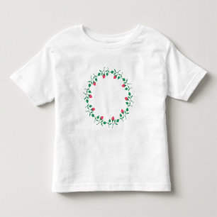 ピンクのバラの花を持つフローラの丸い枠 トドラーTシャツ