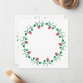 ピンクのバラの花を持つフローラの丸い枠 ノートカード (正面/裏面インサイチュ)