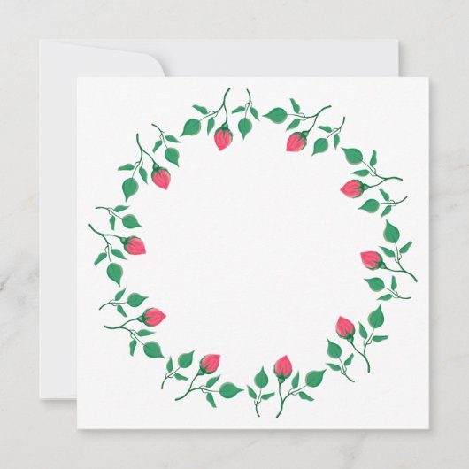 ピンクのバラの花を持つフローラの丸い枠 ノートカード (正面)