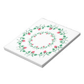 ピンクのバラの花を持つフローラの丸い枠 ノートパッド (回転)