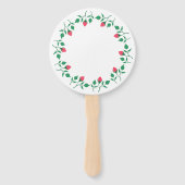 ピンクのバラの花を持つフローラの丸い枠 ハンドファン (裏面)