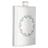 ピンクのバラの花を持つフローラの丸い枠 フラスク (右)