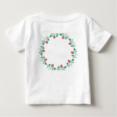 ピンクのバラの花を持つフローラの丸い枠 ベビーTシャツ (裏面)