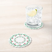 ピンクのバラの花を持つフローラの丸い枠 ペーパーコースター (インサイチュ)