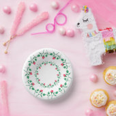 ピンクのバラの花を持つフローラの丸い枠 ペーパーボウル (パーティー)