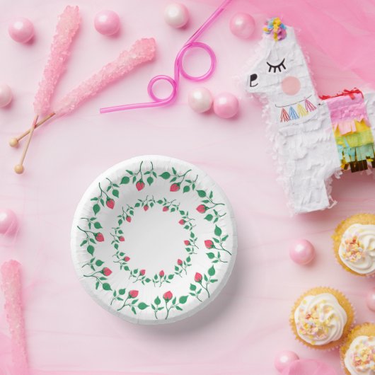 ピンクのバラの花を持つフローラの丸い枠 ペーパーボウル (パーティー)