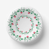 ピンクのバラの花を持つフローラの丸い枠 ペーパーボウル (正面)