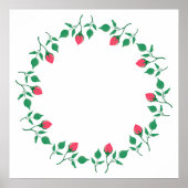 ピンクのバラの花を持つフローラの丸い枠 ポスター (正面)