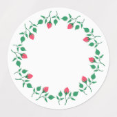 ピンクのバラの花を持つフローラの丸い枠 ラベル (デザイン2)