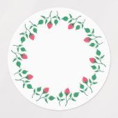 ピンクのバラの花を持つフローラの丸い枠 ラベル (デザイン1)