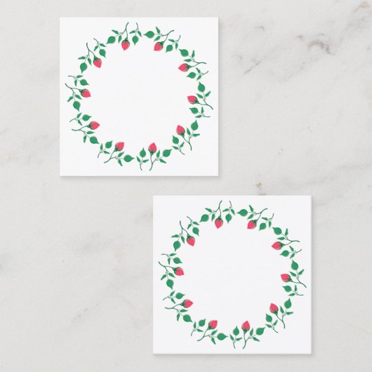 ピンクのバラの花を持つフローラの丸い枠 割引カード (正面/裏面)