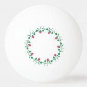 ピンクのバラの花を持つフローラの丸い枠 卓球ボール (正面)