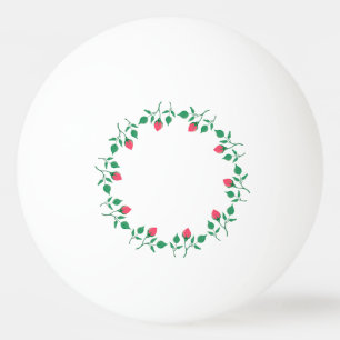 ピンクのバラの花を持つフローラの丸い枠 卓球ボール