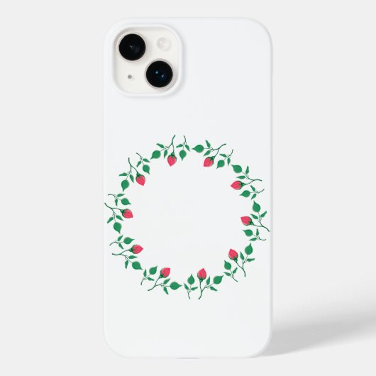 ピンクのバラの花を持つフローラの丸い枠 Case-Mate iPhoneケース (裏面)