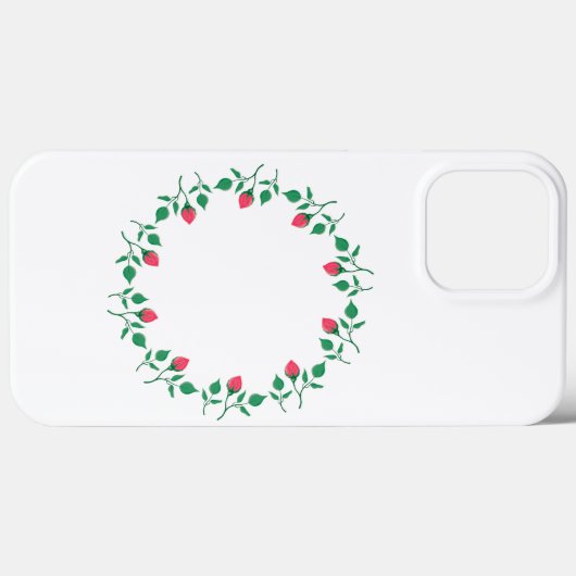 ピンクのバラの花を持つフローラの丸い枠 Case-Mate iPhoneケース (裏面 (横))