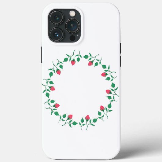 ピンクのバラの花を持つフローラの丸い枠 Case-Mate iPhoneケース (裏面)