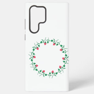 ピンクのバラの花を持つフローラの丸い枠 SAMSUNG GALAXY S22 ULTRAケース